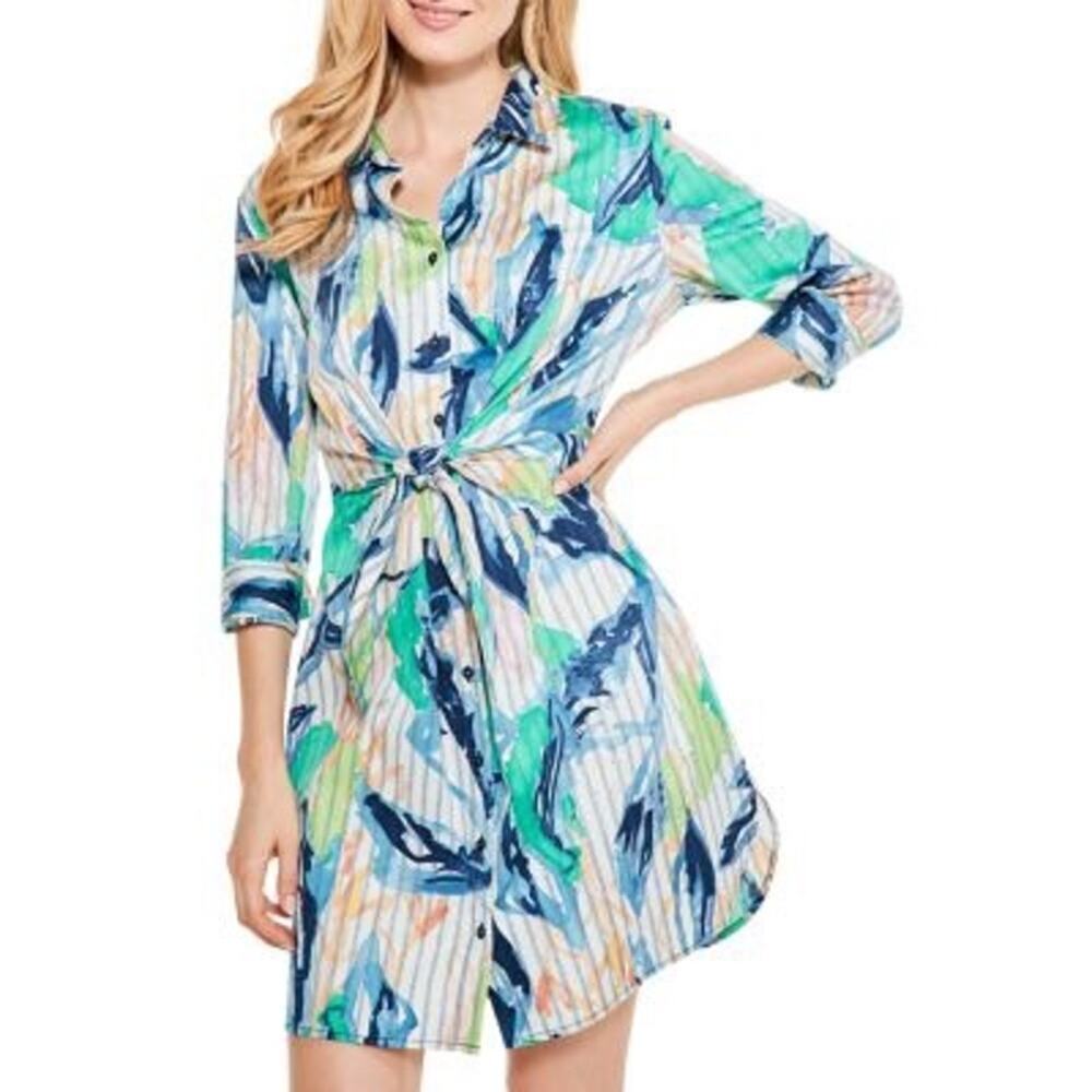 NIC+ZOE Scribble Vines Sleeveless Shirt Dress Size M